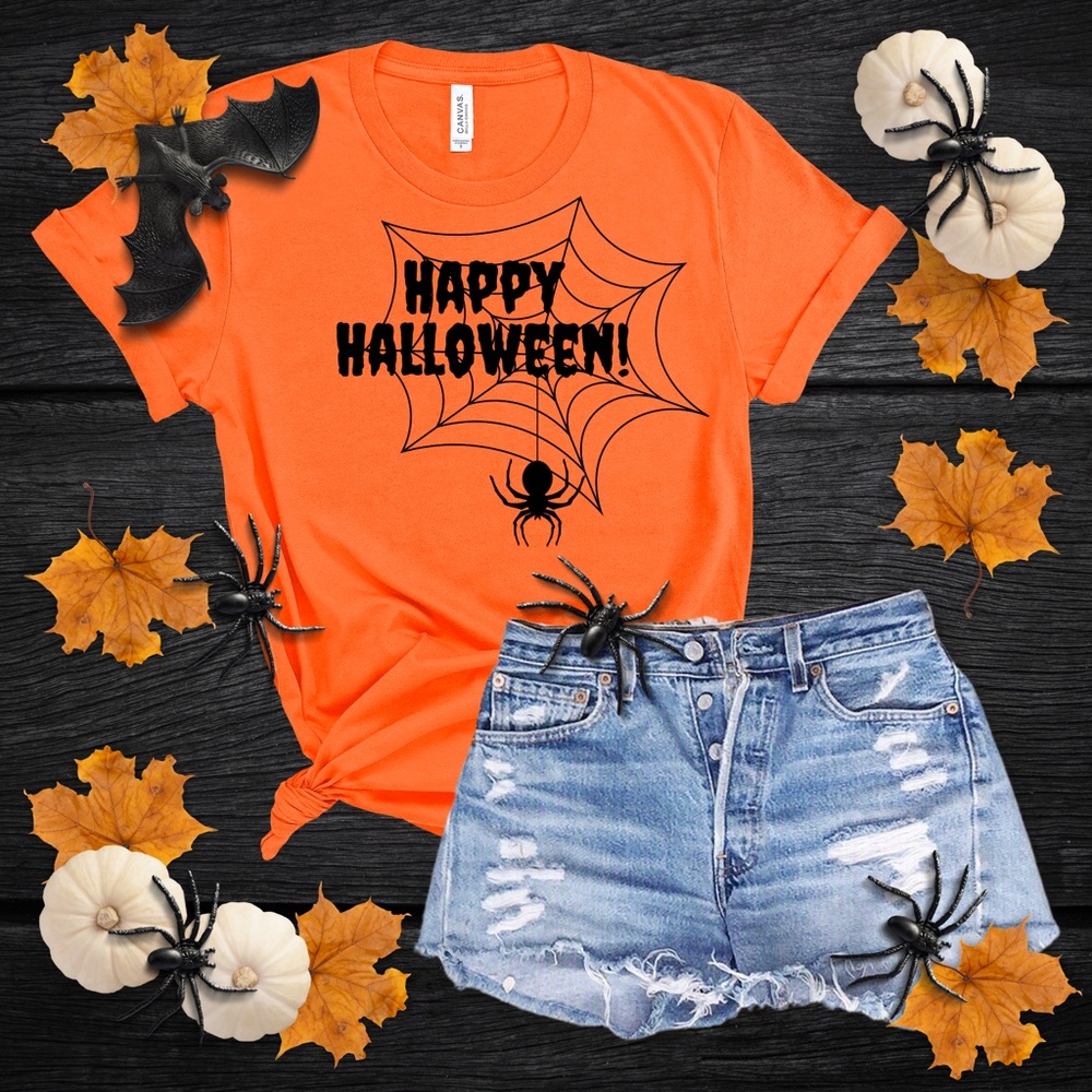 NEW Cute Handmade Women’s Halloween Graphic Tee Spiderweb T-shirt BellaCanvas XS
